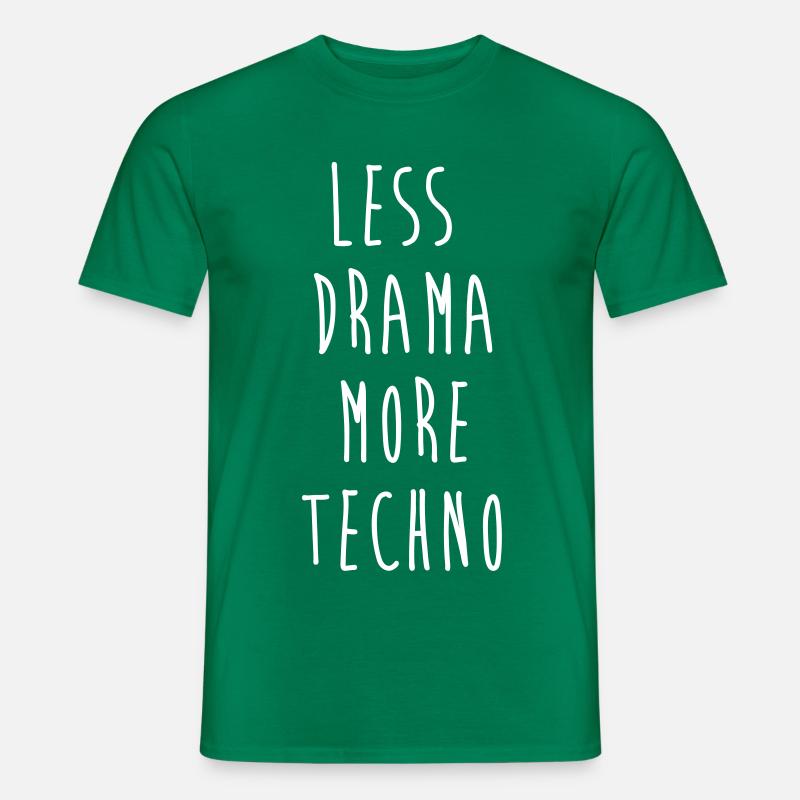 less drama more techno - Männer T-Shirt - Kelly Green