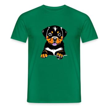 Dog puppy dog Rottweiler dogs Rottweiler puppy - Men's T-Shirt - kelly green - Front - AI Model Male 178 dark (178cm)