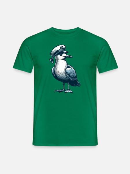 MÖWE KAPITÄN MÜTZE MEER WELLEN MARITIM BLAU ANKER - Männer T-Shirt - Kelly Green