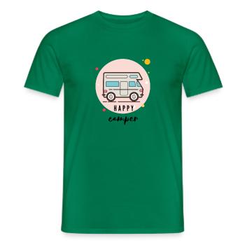 T-shirt camping-car heureux - Van Life- voyage - T-shirt homme - vert - Devant - AI Model Male 178 dark (178cm)