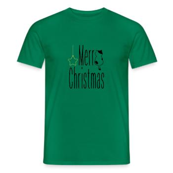 Pfotschafter Christmas - Merry Christmas Cat - Men's T-Shirt - kelly green - Front - AI Model Male 178 dark (178cm)