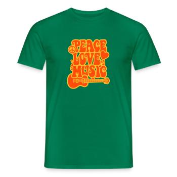 Aime la paix et la musique - T-shirt homme - vert - Devant - AI Model Male 178 dark (178cm)