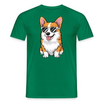 Moderner und cooler Corgi mit Sonnenbrille - Männer T-Shirt - Kelly Green - Vorne - AI Model Male 178 dark (178cm)