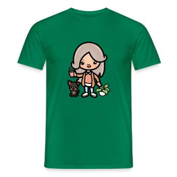Cute toca girl - Personnage de jeu esthétique et chien - T-shirt homme - vert - Devant - AI Model Male 178 dark (178cm)