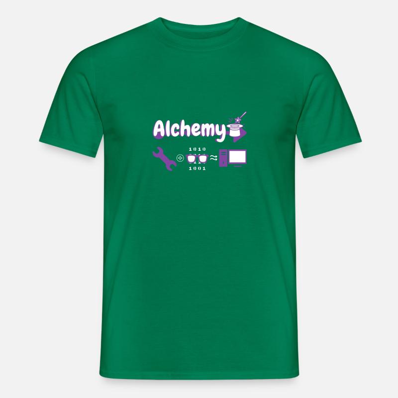 Alchemy: Werkzeug + Hacker = Computer - Männer T-Shirt - Kelly Green