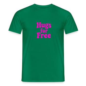 Hugs for Free Retro Typography - Heren T-shirt - kelly groen - Voor - AI Model Male 178 dark (178cm)