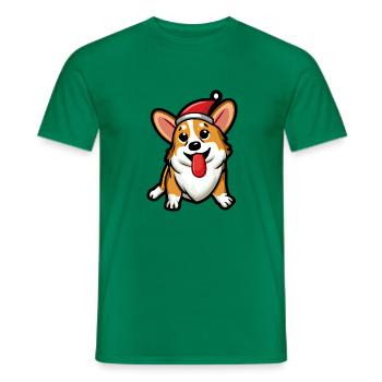Cute Corgi wearing a Christmas Hat - Men's T-Shirt - kelly green - Front - AI Model Male 178 dark (178cm)