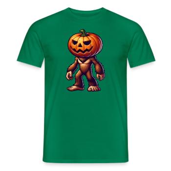 Halloween Bigfoot Sasquatch Pumpkin Head Comic - Men's T-Shirt - kelly green - Front - AI Model Male 178 dark (178cm)
