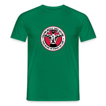 Building Muscle Train Insane - Men's T-Shirt - kelly green - Front - AI Model Male 178 dark (178cm)
