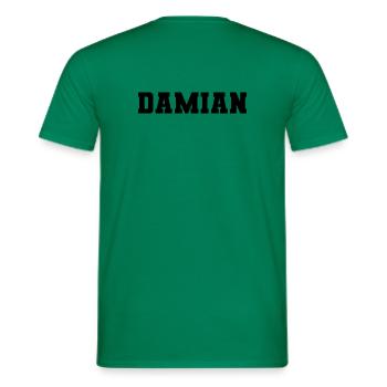 Name - Damian - Men's T-Shirt - kelly green - Back - AI Model Male 178 dark (178cm)