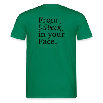 From Lübeck - Männer T-Shirt - Kelly Green - Hinten - AI Model Male 178 dark (178cm)