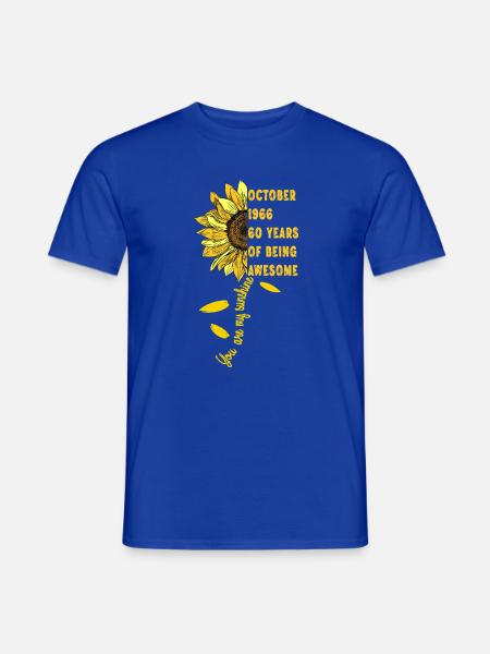Geboren im Oktober 1966, Sonnenblume, 60. Geburtstag, 60 Jahre, - Männer T-Shirt - Dunkelblau