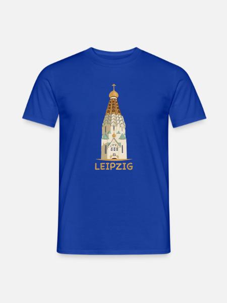 Leipzig, Russische Gedächtniskirche, Zeichnung - Männer T-Shirt - Dunkelblau