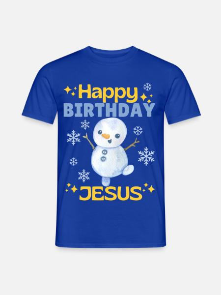 Happy Birthday Jesus Schneemann – Niedlich - Männer T-Shirt - Dunkelblau