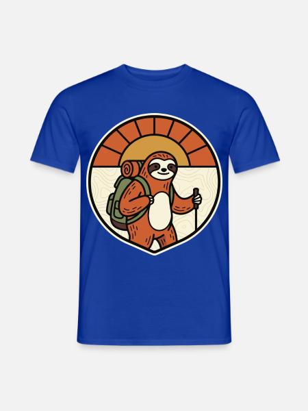 Faultier Wandern Retro Badge Motiv - Männer T-Shirt - Dunkelblau