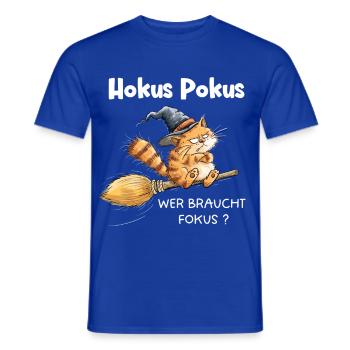 Hokus Pokus Katze Besen Spruch Sarkasmus Humor - Männer T-Shirt - Dunkelblau - Vorne - AI Model Male 178 light (178cm)