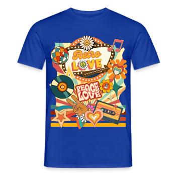 Retro Peace Love - Männer T-Shirt - Dunkelblau - Vorne - AI Model Male 178 light (178cm)