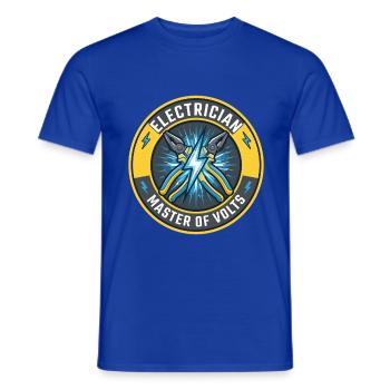 Elektriker Master Of Volts Blitzabzeichen-Geschenk - Männer T-Shirt - Dunkelblau - Vorne - AI Model Male 178 light (178cm)