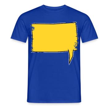 Eckige Sprechblase rechts in Gelb used look - Männer T-Shirt - Dunkelblau - Vorne - AI Model Male 178 light (178cm)