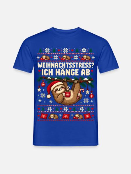 Faultier - Weihnachtsstress Ich hänge ab - Männer T-Shirt - Dunkelblau