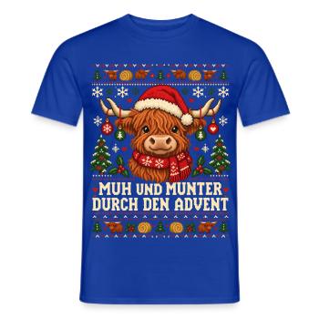 Hochlandrind - Muh und munter im Advent - Männer T-Shirt - Dunkelblau - Vorne - AI Model Male 178 light (178cm)