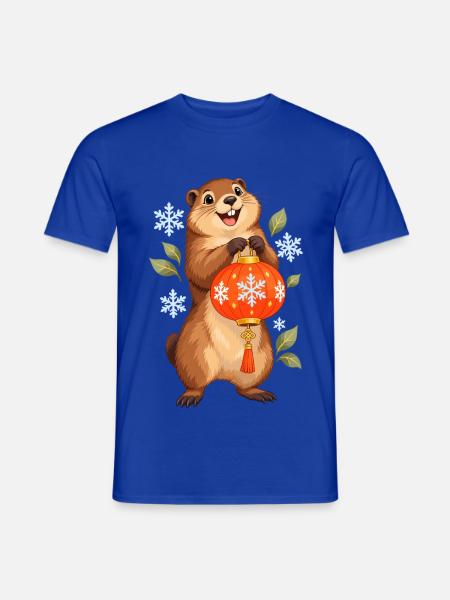 Winterwald Wächter mit Laterne - Männer T-Shirt - Dunkelblau