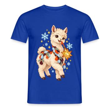 Lama Lichterzauber Festdeko - Männer T-Shirt - Dunkelblau - Vorne - AI Model Male 178 light (178cm)