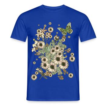 Fleurs sur fleurs - Fleurs Flora Papillon - T-shirt homme - bleu foncé - Devant - AI Model Male 178 light (178cm)