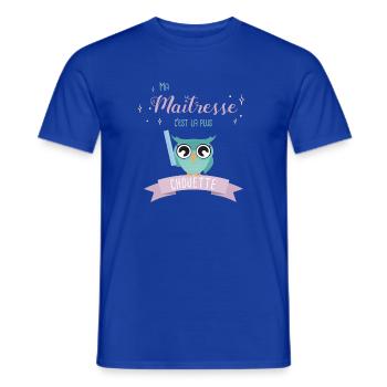 Hibou Maîtresse Chouette Illustration - T-shirt homme - bleu foncé - Devant - AI Model Male 178 light (178cm)