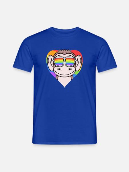 LGBT Herz mit Affe Regenbogen - Männer T-Shirt - Dunkelblau