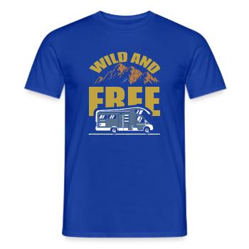 Wild and Free Motorhome Adventure - Men's T-Shirt - majorelle blue - Front - AI Model Male 178 light (178cm)