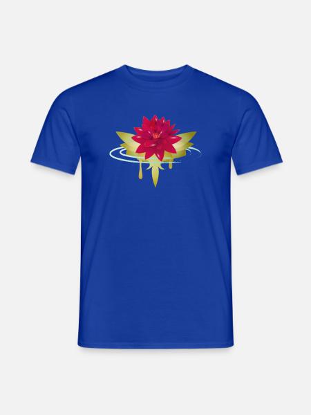 leuchtend rote Lotos Blüte im Wasser - Männer T-Shirt - Dunkelblau