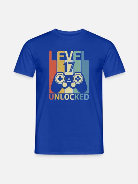 Level 17 freigeschaltet Lustiger Videospieler 17. Geburtstag - Männer T-Shirt - Dunkelblau