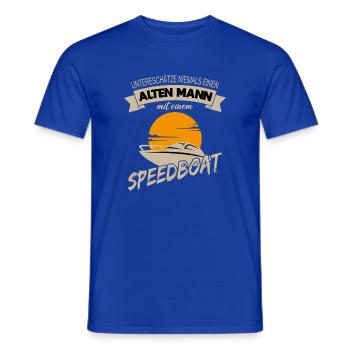 Alten Mann mit Speedboat Rentner - Männer T-Shirt - Dunkelblau - Vorne - AI Model Male 178 light (178cm)