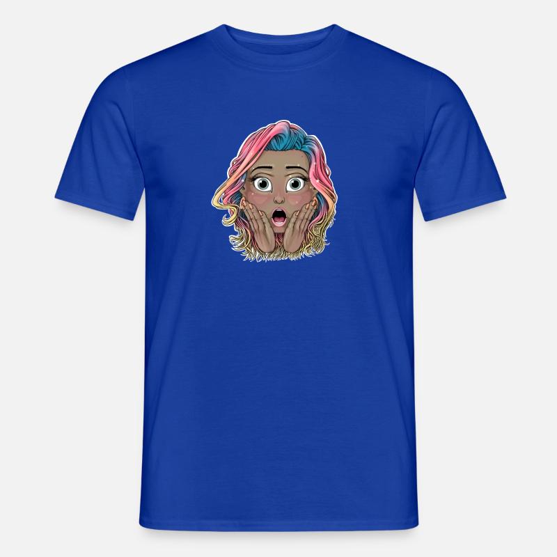 Lebendiges schockiertes Mädchen Illustration - Männer T-Shirt - Dunkelblau