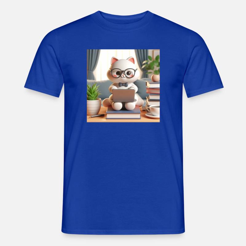 3D Computer Cat - Men’s T-shirt - majorelle blue