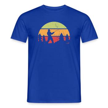 Fischer Retro Motiv mit Sonnenuntergang - Männer T-Shirt - Dunkelblau - Vorne - AI Model Male 178 light (178cm)