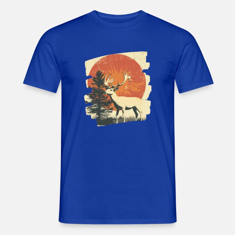 Hirsch mit Geweih - Männer T-Shirt - Dunkelblau