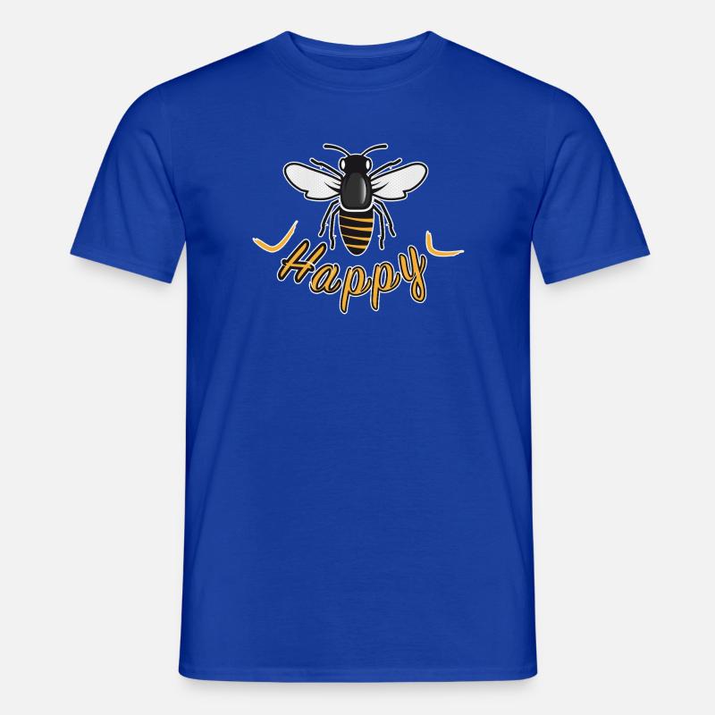 Happy bee with 'Happy' lettering - Men’s T-shirt - majorelle blue