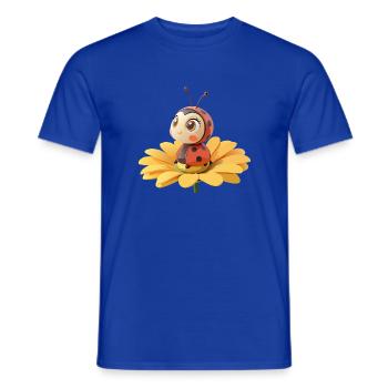 Coccinelle mignonne sur une fleur - T-shirt homme - bleu foncé - Devant - AI Model Male 178 light (178cm)