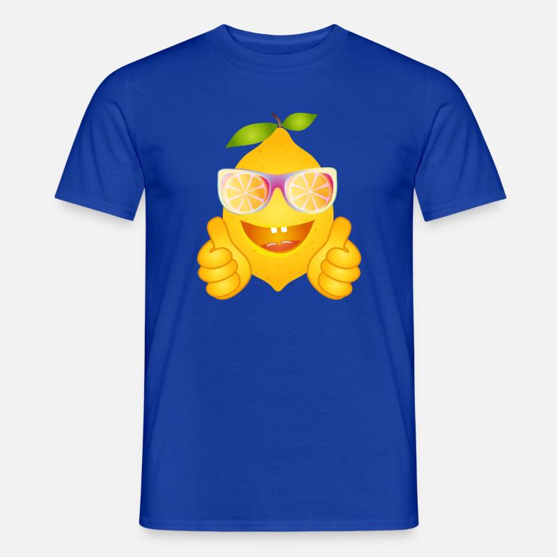 Coole Zitrone mit Sonnenbrille – Comicfrucht - Männer T-Shirt - Dunkelblau