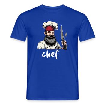 Vintage Chef Illustration with Knife - Men's T-Shirt - majorelle blue - Front - AI Model Male 178 light (178cm)