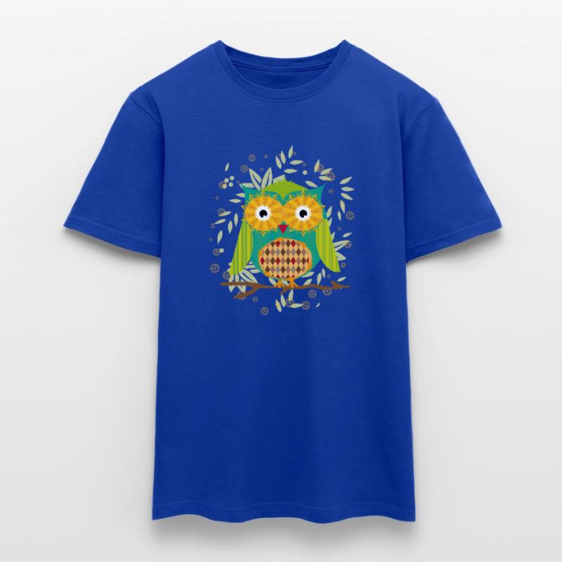 Artfully designed owl with patchwork pattern Men’s T-shirt