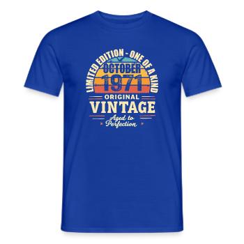 Rétro Octobre 1971 - birthday october 1971 - T-shirt homme - bleu foncé - Devant - AI Model Male 178 light (178cm)