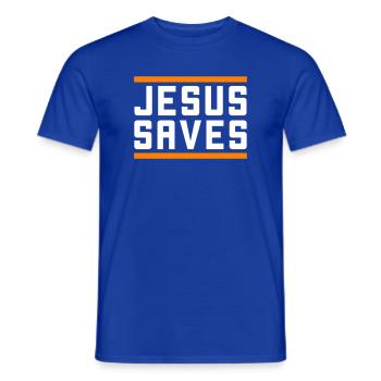 Jesus Rettet Christlich - Männer T-Shirt - Dunkelblau - Vorne - AI Model Male 178 light (178cm)