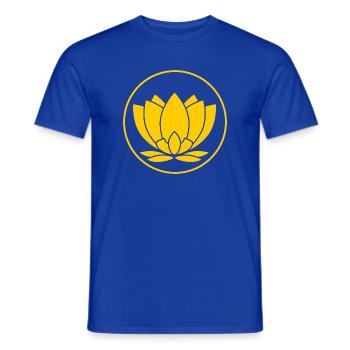 Yellow Lotus Blossom Illustration - Men's T-Shirt - majorelle blue - Front - AI Model Male 178 light (178cm)