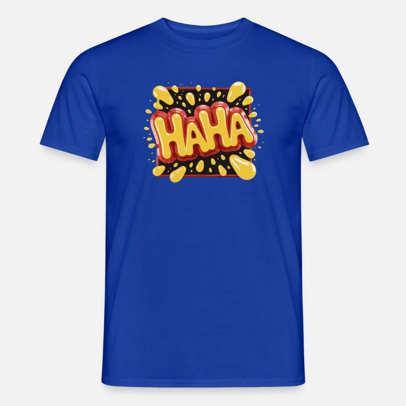 Lebhaftes Haha-Design im Comic-Stil - Männer T-Shirt - Dunkelblau