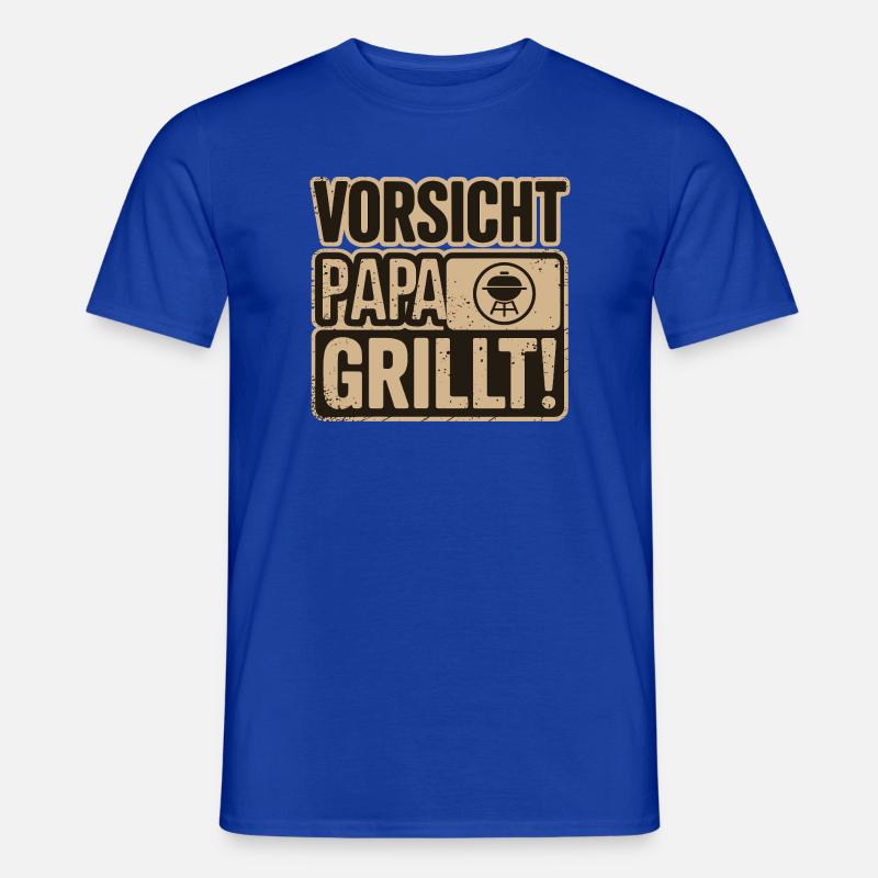 Caution Dad Grills BBQ Fun - Men's T-Shirt - majorelle blue