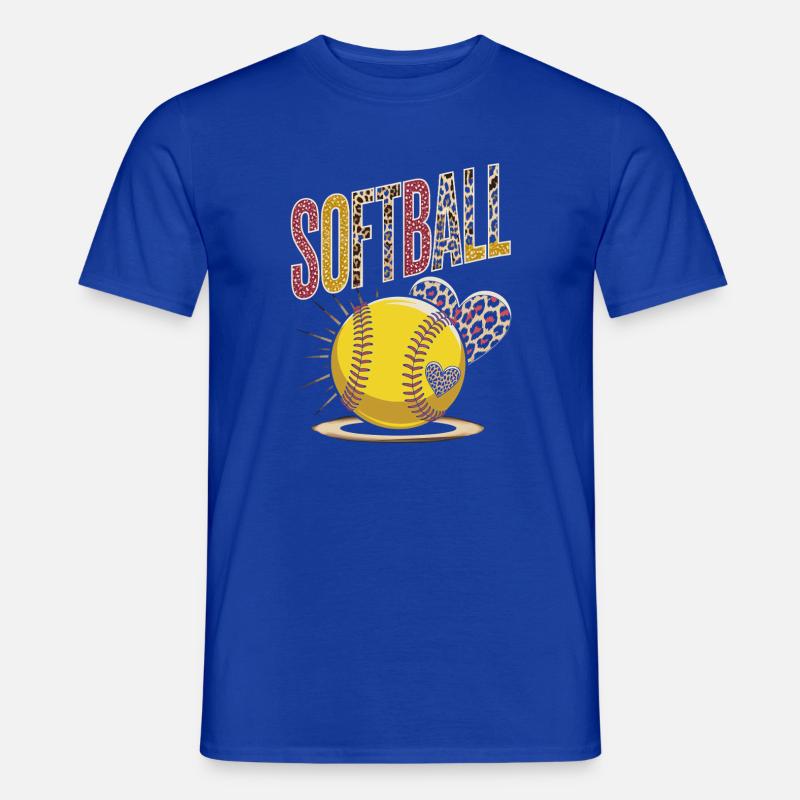 Leopard Print Softball Design - Männer T-Shirt - Dunkelblau