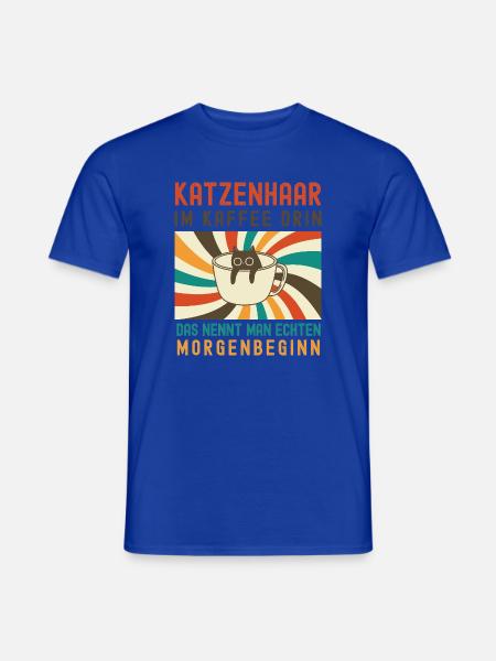Katzenhaar im Kaffee – Humorvoller Morgenstart - Männer T-Shirt - Dunkelblau